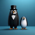 Minimalist 3d Penguins: Punk Or Chick In Elegant Outfits