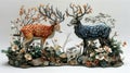 Minimalist 3D Reindeer art, Crafting a captivating narrative of abundance through simplicity, 3d render, 3d Background