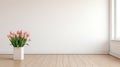Minimalist 3d Render Of Beautiful Tulip Vase In Empty Room