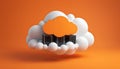 3D Render: Cloud Computing Servers on Orange Background Royalty Free Stock Photo