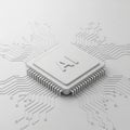 White 3DAI Chip with Circuit Board Traces on a White Background artificial intelligence Royalty Free Stock Photo
