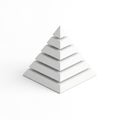 White Layered Pyramid Structure on White Background stacked geometric Royalty Free Stock Photo