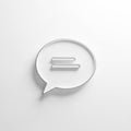 Minimalist 3D render of a white speech bubble icon with subtle shadow chat bubble message icon Royalty Free Stock Photo