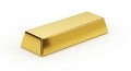 A minimalist 3D rendered gold rectangular object with rounded edges and a shiny metallic surface on a clean white background Royalty Free Stock Photo