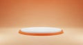 Minimalist 3D Rendered White Circular Podium with Orange Base on Soft Orange Background display presentation Royalty Free Stock Photo