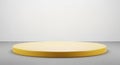 Minimalist Yellow Circular Platform on a Grey Surface with White Background podium stage Royalty Free Stock Photo