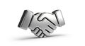 3D rendered silver block hands shaking in agreement on white background minimalist partnership concept Royalty Free Stock Photo