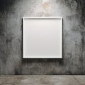 Empty White Square Frame on Industrial Concrete Wall with Spotlight Royalty Free Stock Photo
