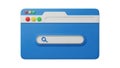 A 3d render of a blue web browser window with a search bar and magnifying glass icon Royalty Free Stock Photo