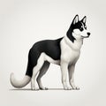 Minimalist 3d Rendering Of Siberian Husky In Profile