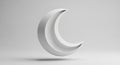 3D Rendered White Crescent Moon Symbol on Gray Background celestial night Royalty Free Stock Photo