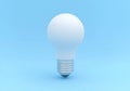 Minimalist 3D Rendering: White Light Bulb on Soft Blue Background Royalty Free Stock Photo