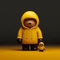 Minimalist 3d Teddy Bear With Raincoat And Larger Figure