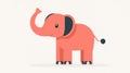 A minimalist D vector of an elephant with its trunk raised, featuring basic shapes and cartoonlike textures Royalty Free Stock Photo