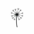 Minimalist Dandelion Silhouette On White Background