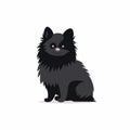 Minimalist Dark Gray Fantasy Illustration Of Black Pomeranian Dogs