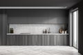 Minimalist dark grey kitchen cabinet