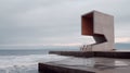 Minimalist Deconstructivist Architecture: Dynamic Shots Of Marcel Breuer\'s Concrete Structure By The Ocean