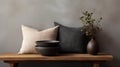 Minimalist Decorative Pillows Scene With Industrial Design Elements