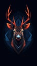 Minimalist Deer on Dark Background.