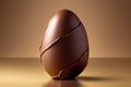 Minimalist and delicate Easter chocolate egg on endless Beige background, Generative AI.