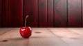 An Minimalist Delicious Red Cherry On Red Background with Copy Space Selective Focus Royalty Free Stock Photo