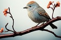 Minimalist depiction of a bird resting on a tree branch