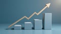 A minimalist depiction of a graph line rising through simple blocks, symbolizing the steady progress of a business.