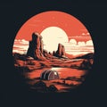 Minimalist Desert Camp T-shirt Graphic For Glamping At Brimham Rocks Royalty Free Stock Photo