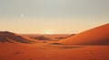 Minimalist Desert Landscape: Orange Sunrise In Red Desert Royalty Free Stock Photo