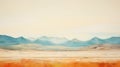 Minimalist Desert Landscape Painting: Vast Karst Expanse In Light Cyan And Amber