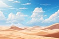 Minimalist Desert Landscape with Sand Dunes under Blue Sky with White Clouds Royalty Free Stock Photo