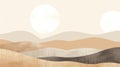 Minimalist Desert Landscape With Whimsical Watercolor And Zen Minimalism