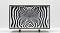 Minimalist Design: Black And White Striped Tray With Optical Illusion Royalty Free Stock Photo