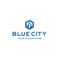 Minimalist design BLUE CITY downtown logo design