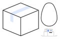 Minimalist Design a Cardboard Box, Egg Shape, and Document File Icon Royalty Free Stock Photo