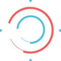 Minimalist design of a circular loading bar with arrows, symbolizing processing, analysis, progress, and data management