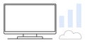 Minimalist Design Computer Screen with Cloud Computing and Analytics Concept Royalty Free Stock Photo