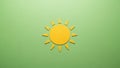 A minimalist design features a stylized sun on a pastel green background Royalty Free Stock Photo