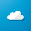 A minimalist design features a white cloud icon on a bright blue background Royalty Free Stock Photo