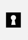 A minimalist design features a white keyhole shape centered within a black square on Royalty Free Stock Photo