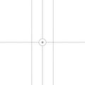 Minimalist design featuring a central circle intersected by two perpendicular lines Royalty Free Stock Photo