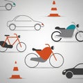 Minimalist design featuring outlined illustrations of transportation elements Royalty Free Stock Photo