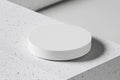 Minimalist design featuring a round white object on a textured surface in a contemporary setting Generative AI Royalty Free Stock Photo