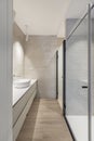 Minimalist design toilet with countertop and small porcelain sink