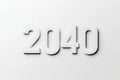 Minimalist Design of 2040 Year Calendar Backdrop with Clean White Bold Figures and Shapes Royalty Free Stock Photo