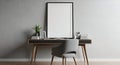 Minimalist Desk Setup with Blank Frame and Plant Royalty Free Stock Photo