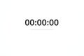 Minimalist digital countdown timer interface at 00:00:00 with a progress bar on white background Royalty Free Stock Photo
