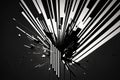 Minimalist digital design with glitch effect and bold black and white lines