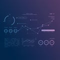 Minimalist digital interface featuring a series of charts and graphs on a blue to purple Royalty Free Stock Photo